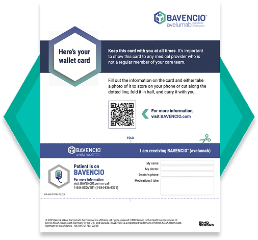 BAVENCIO® Patient Wallet Card